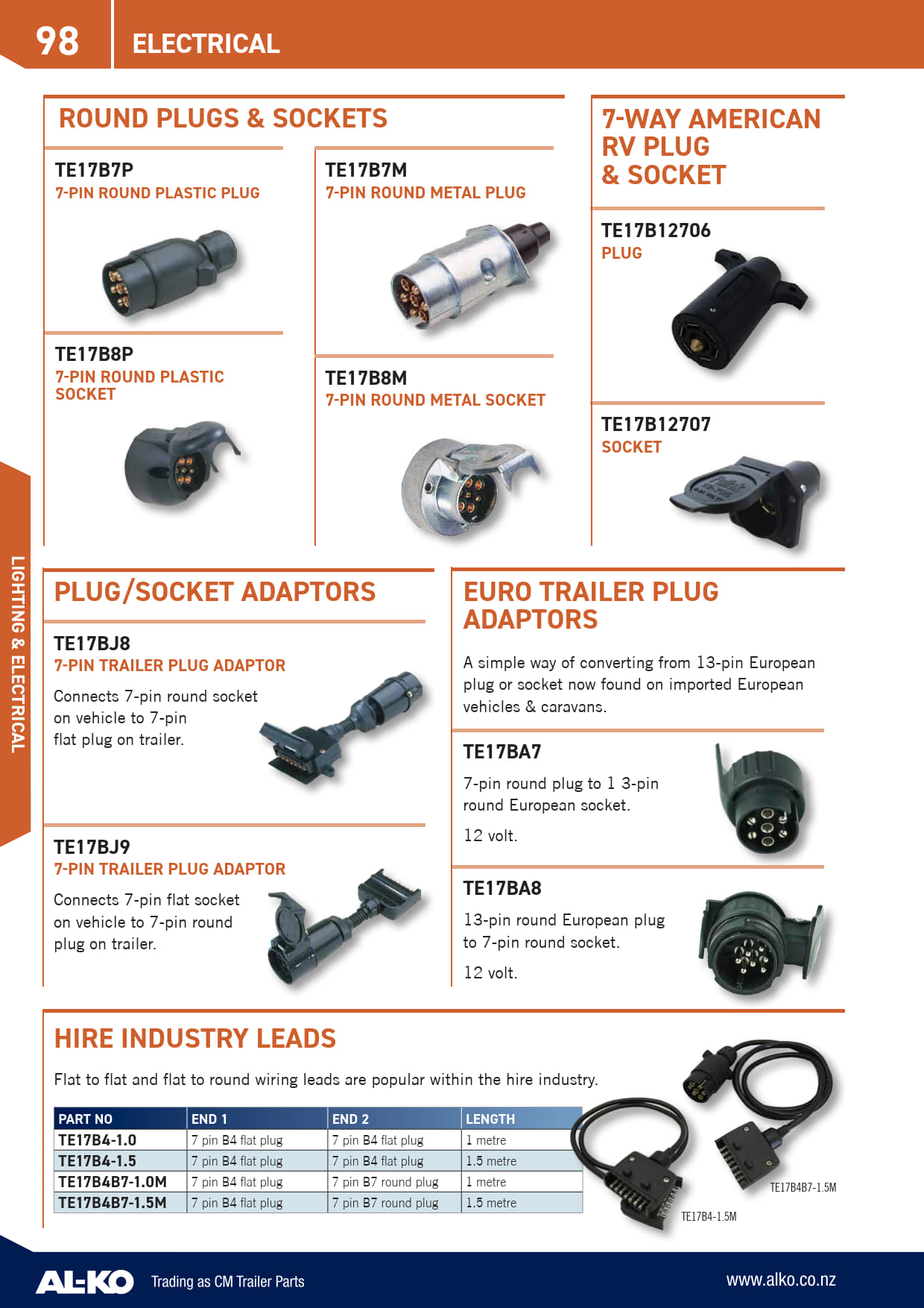 ROUND PLUGS & SOCKETS CM Trailer Parts New Zealand Trailer Parts